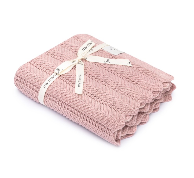 Bambusowy kocyk powder pink 80x100 - feather