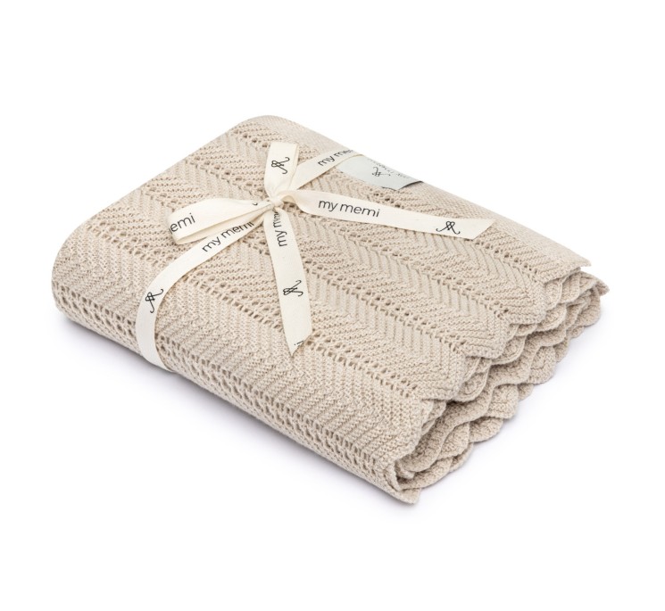 Bambusowy kocyk light beige 80x100 - feather