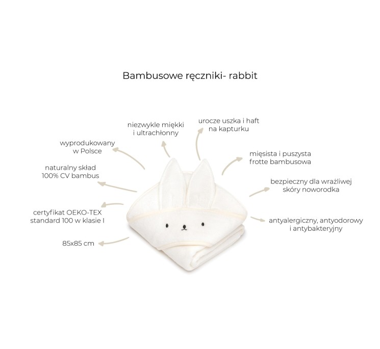 Bambusowy ręcznik cream - rabbit