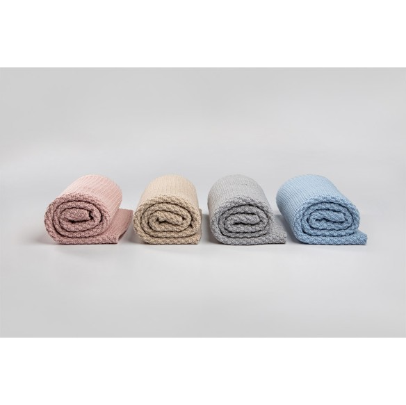 Kocyk ze 100% wełny merino baby blue - premium collection