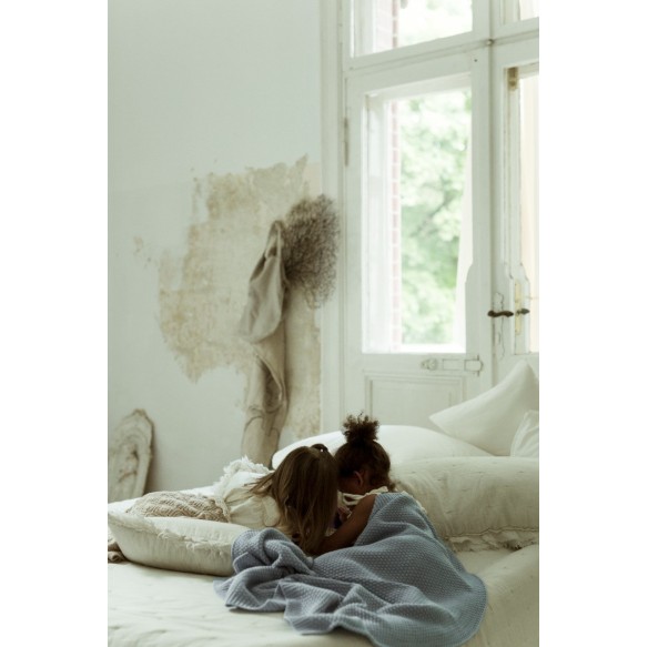 Kocyk ze 100% wełny merino baby blue - premium collection