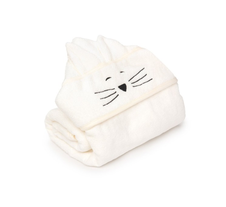 Bambusowy duży ręcznik cream - cat