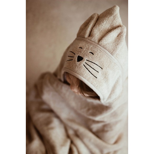 Bambusowy duży ręcznik cream - cat