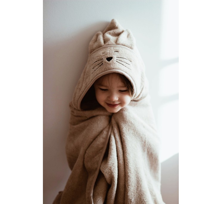 Bambusowy duży ręcznik beige - cat