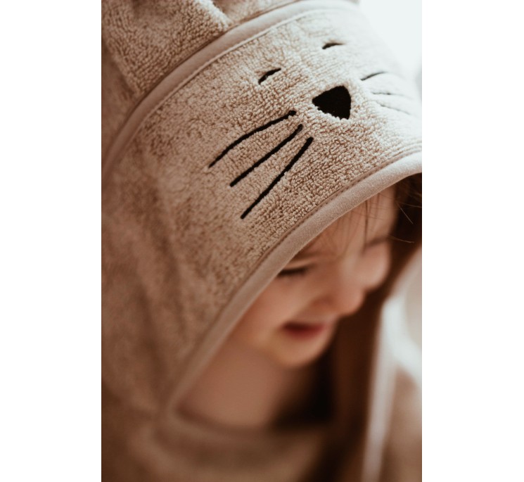 Bambusowy duży ręcznik beige - cat