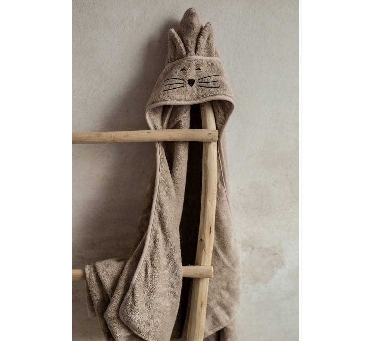 Bambusowy duży ręcznik beige - cat