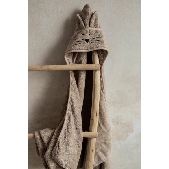 Bambusowy duży ręcznik beige - cat