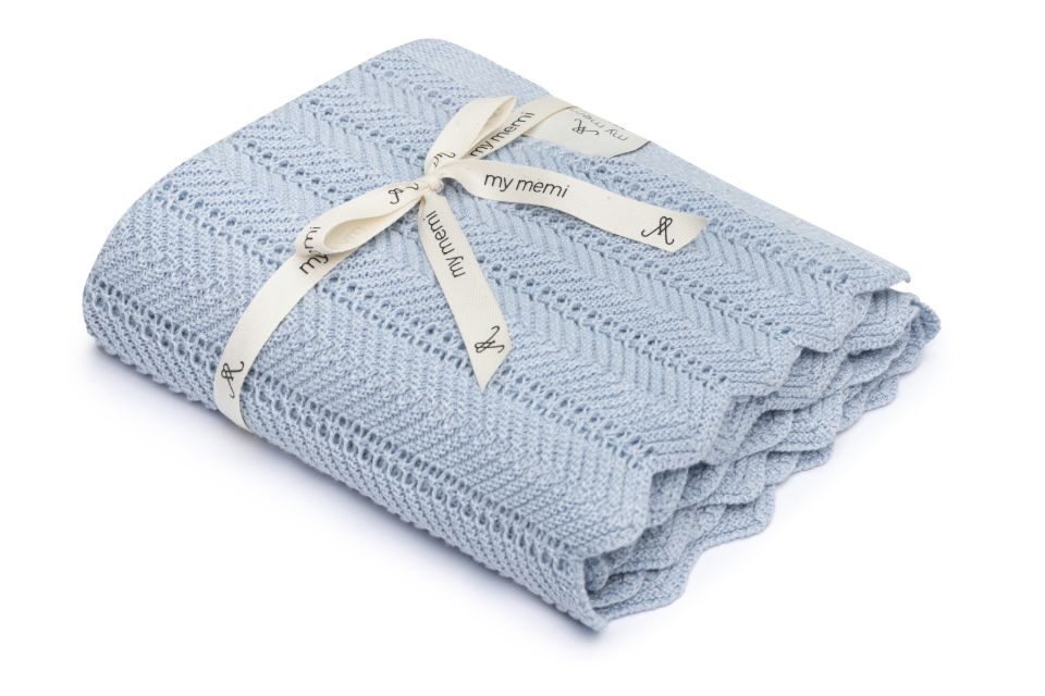 Bambusowy kocyk baby blue 80x100 - feather OUTLET - MY MEMI