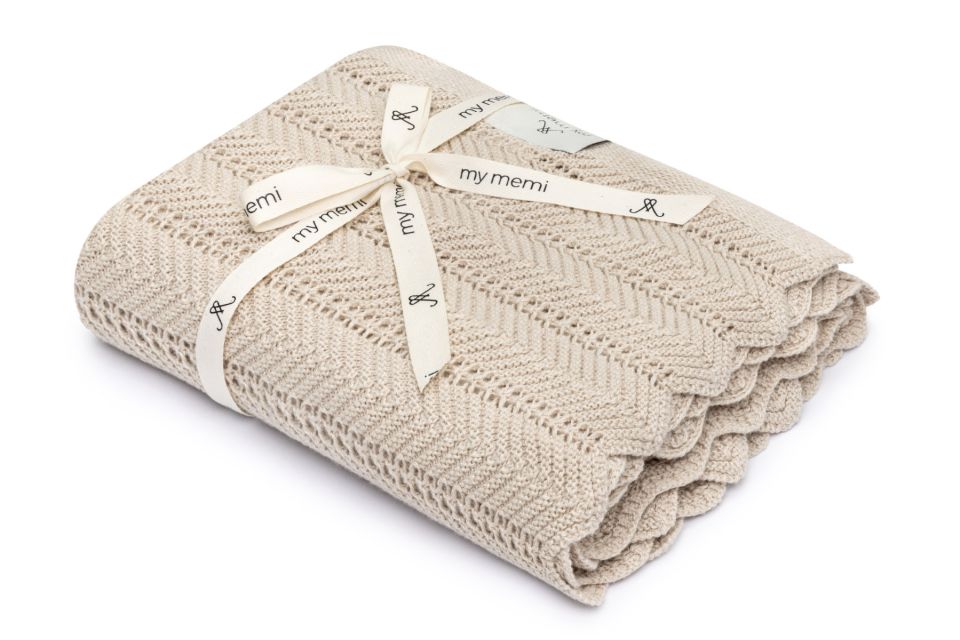 Bambusowy kocyk light beige 80x100 - feather OUTLET - MY MEMI