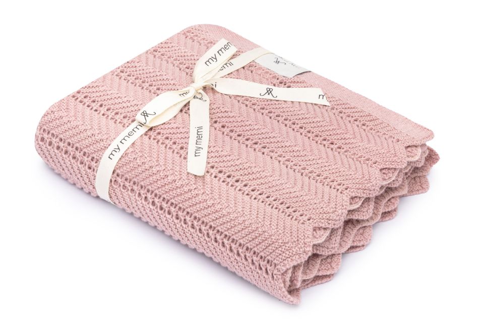 Bambusowy kocyk powder pink 80x100 - feather OUTLET - MY MEMI