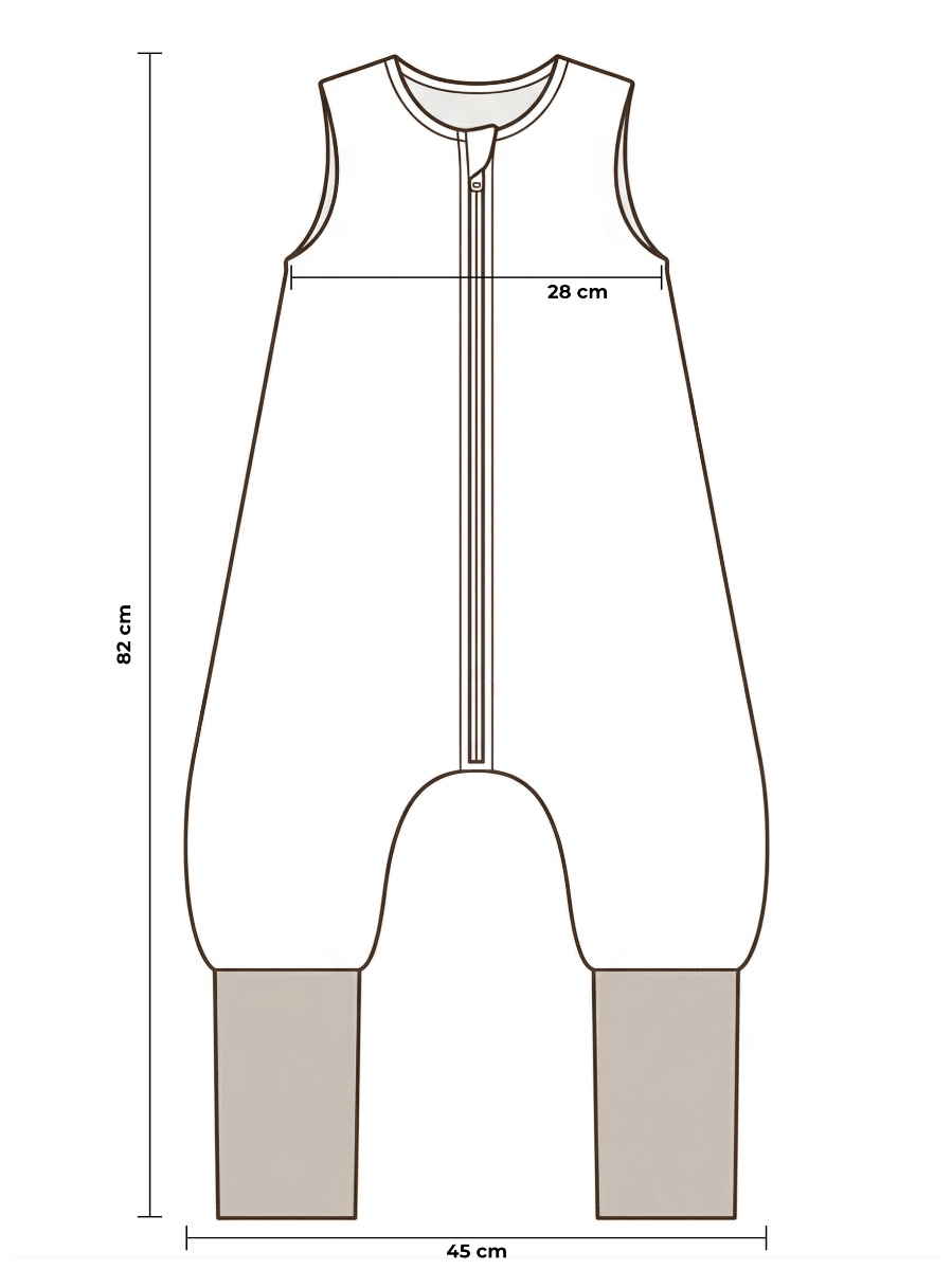 Śpiworek z organicznego muślinu z nogawkami 1 - 3 lata 2.5 TOG - giraffes