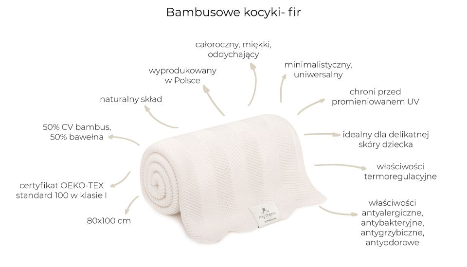 Bambusowy kocyk light grey (jasny szary) 80x100 – fir MY MEMI