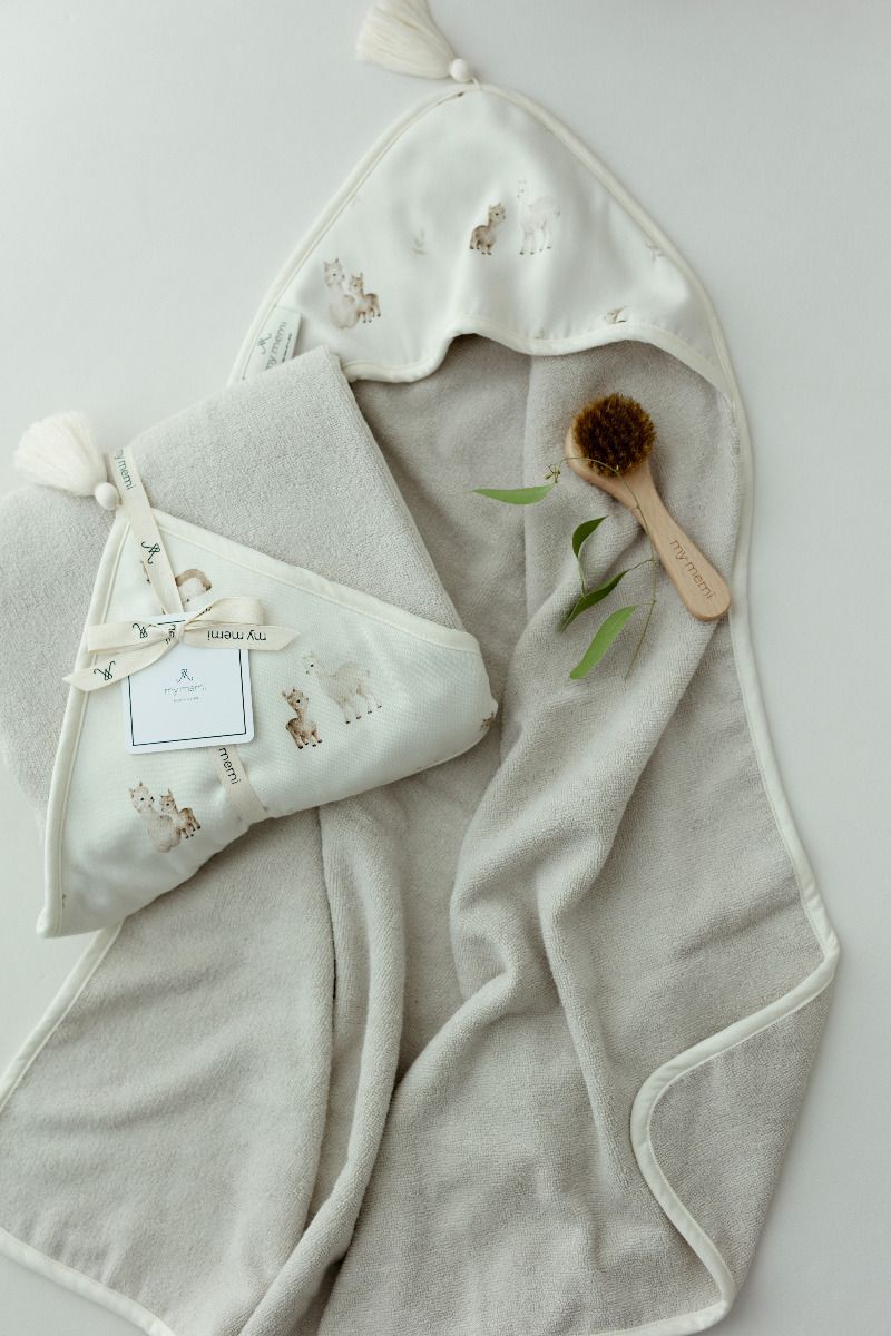 Bambusowy duży ręcznik - alpacas