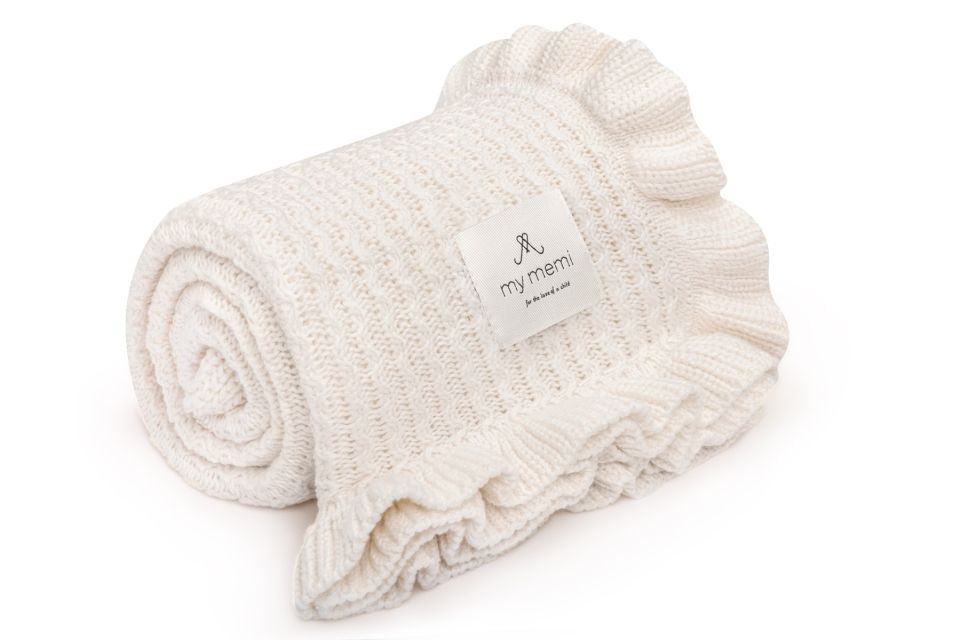 Kocyk bambusowy z falbanką 85x105 cream (śmietankowy) MY MEMI OUTLET