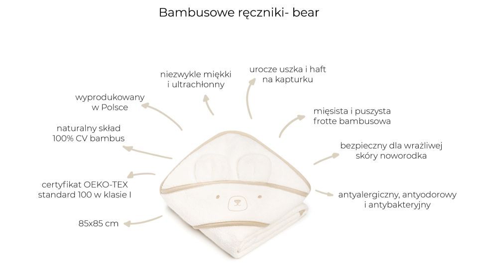 Bambusowy ręcznik dusty blue - bear - MY MEMI