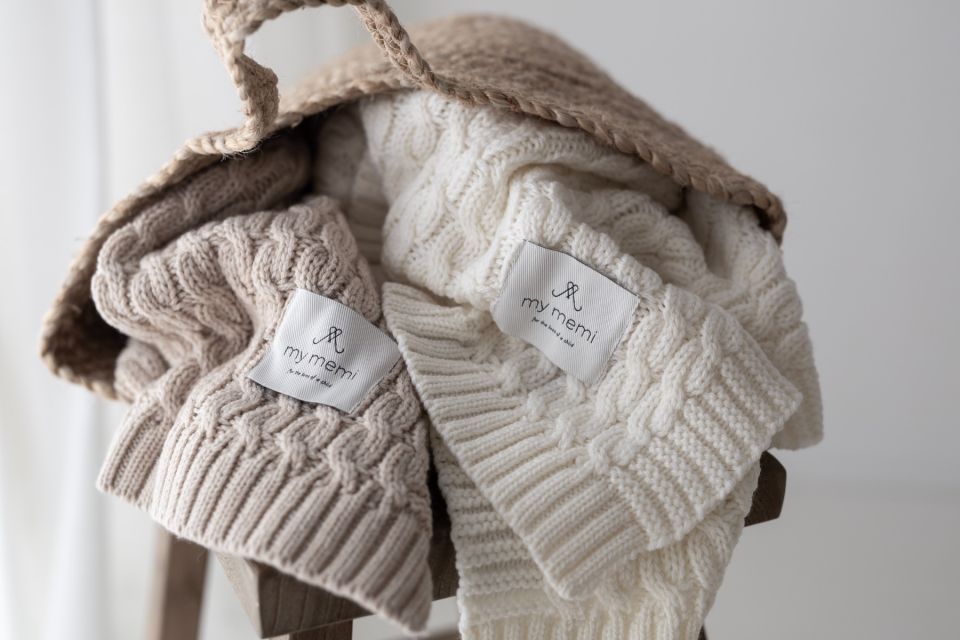 Ciepły kocyk ze 100% wełny Merino Cream - Premium Collection - OUTLET MY MEMI