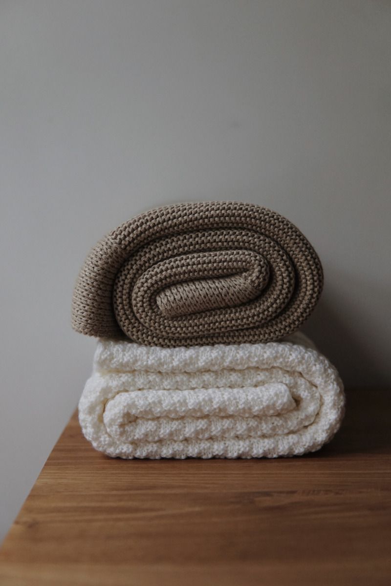 Kocyk ze 100% wełny merino cream (śmietankowy) - premium collection MY MEMI OUTLET