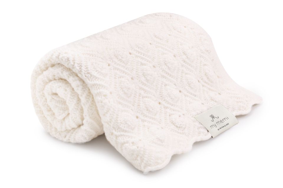 Kocyk ze 100% wełny merino cream (śmietankowy)  Pearl - premium collection - MY MEMI OUTLET