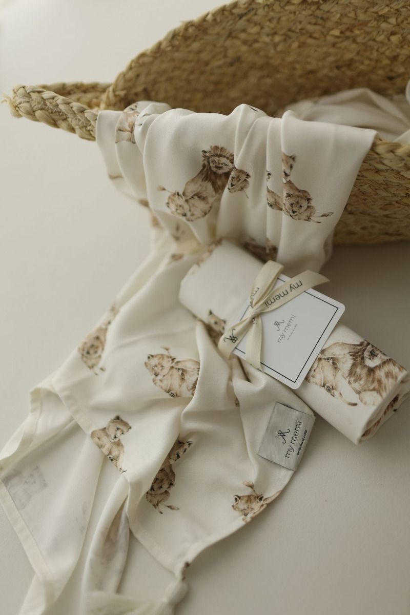 Bambusowe prześcieradło do gondoli - lions