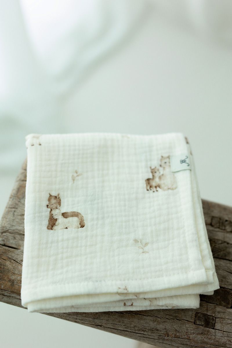 Pieluszka muślinowa z bawełny organicznej 60x65 - alpacas OUTLET