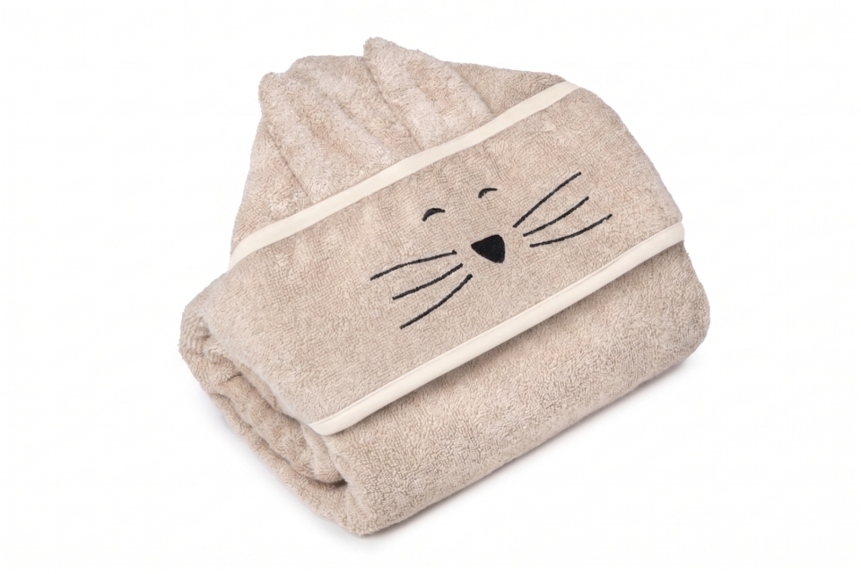 Bambusowy duży ręcznik beige - cat OUTLET