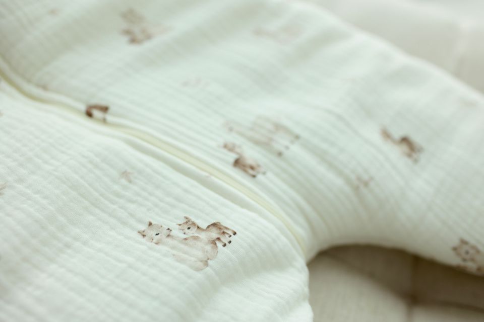 Śpiworek z organicznego muślinu z nogawkami 1 - 3 lata 2.5 TOG - alpacas