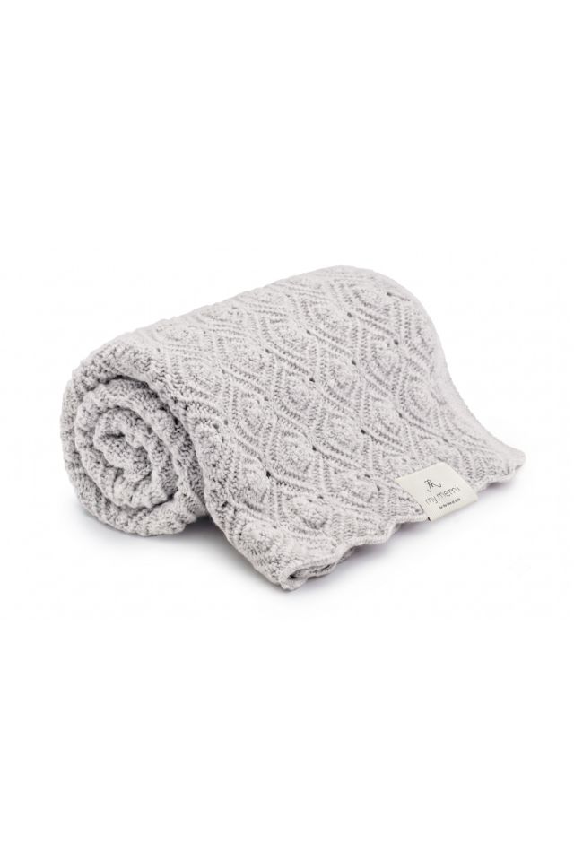 Kocyk ze 100% wełny merino light grey Pearl - premium collection OUTLET