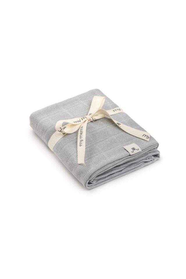 Bambusowa pieluszka muślinowa 65x65 light grey OUTLET