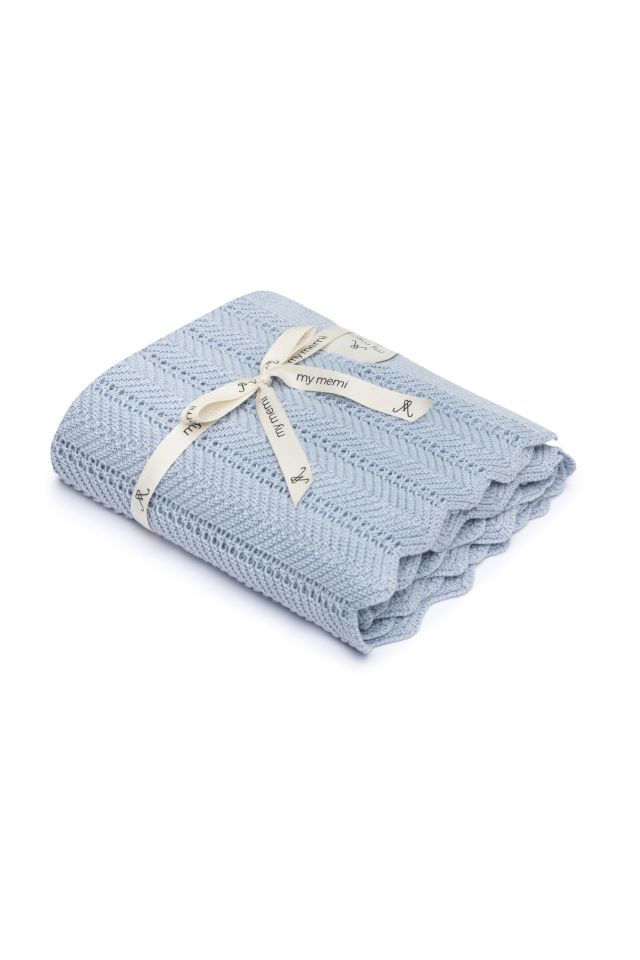 Bambusowy kocyk baby blue 80x100 - feather OUTLET