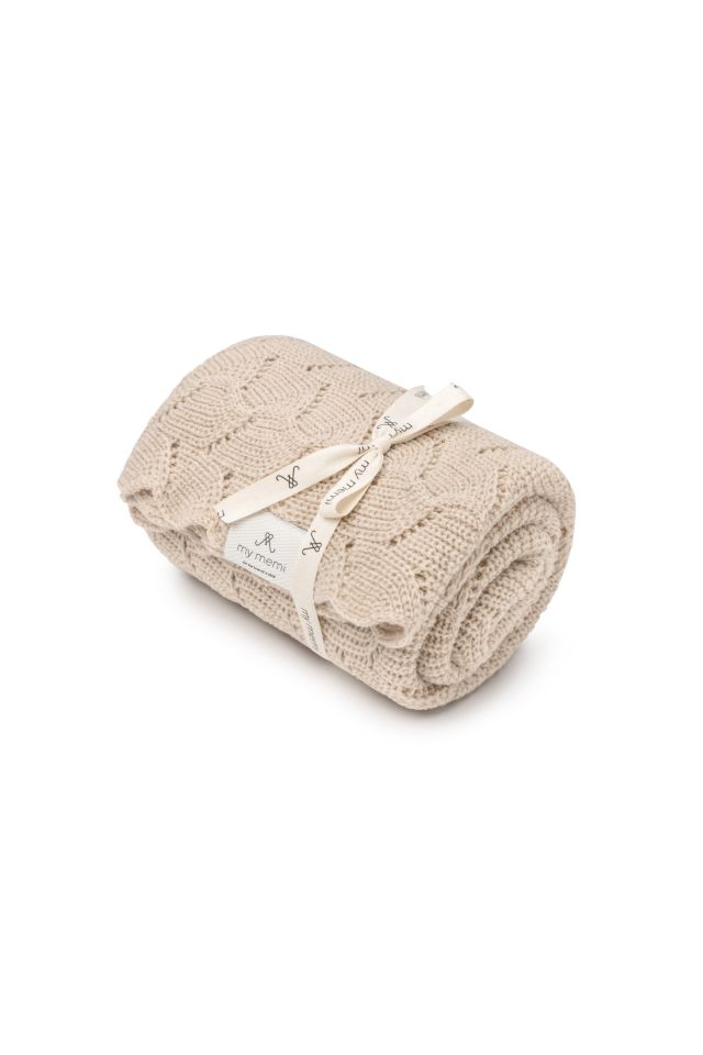 Otulacz ze 100% wełny merino warm beige - premium collection