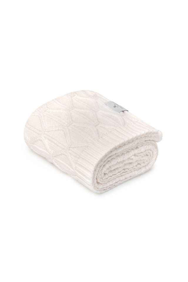 Ciepły kocyk ze 100% wełny merino cream Wave - premium collection