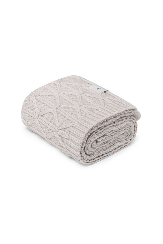 Ciepły kocyk ze 100% wełny merino light grey Wave - premium collection