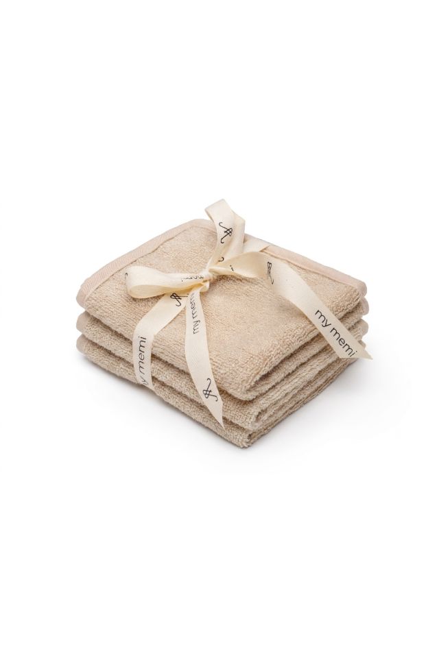 3-pak ręczniczków bambusowych do twarzy / odbijania / mycia beige