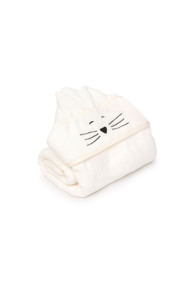 Bambusowy duży ręcznik cream - cat