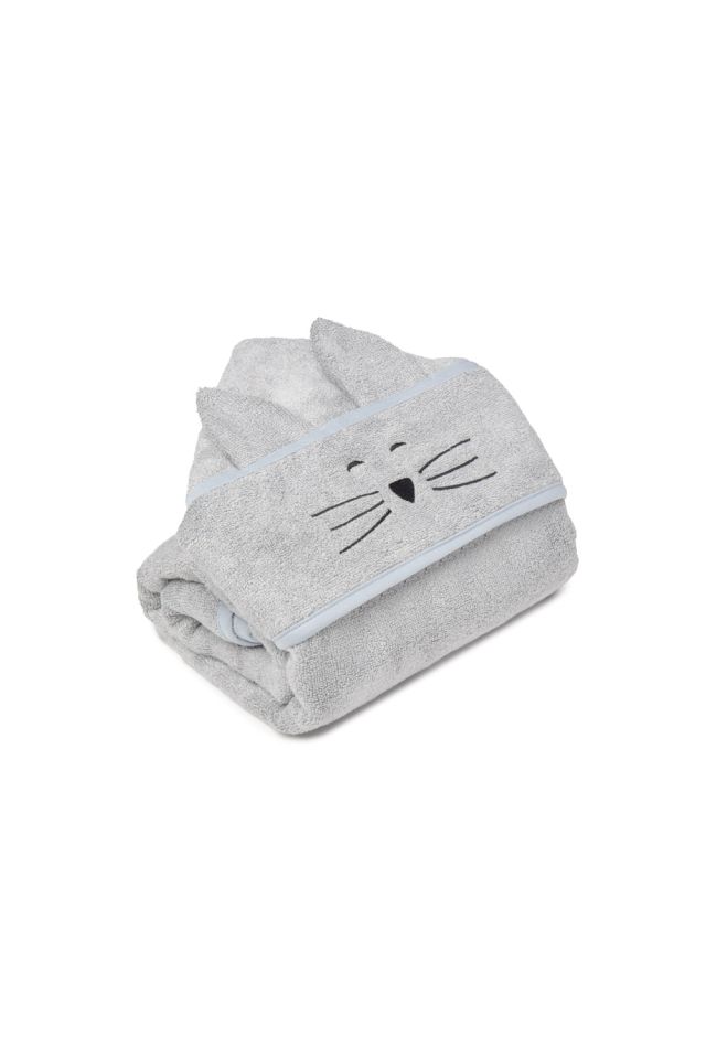 Bambusowy duży ręcznik light grey - cat
