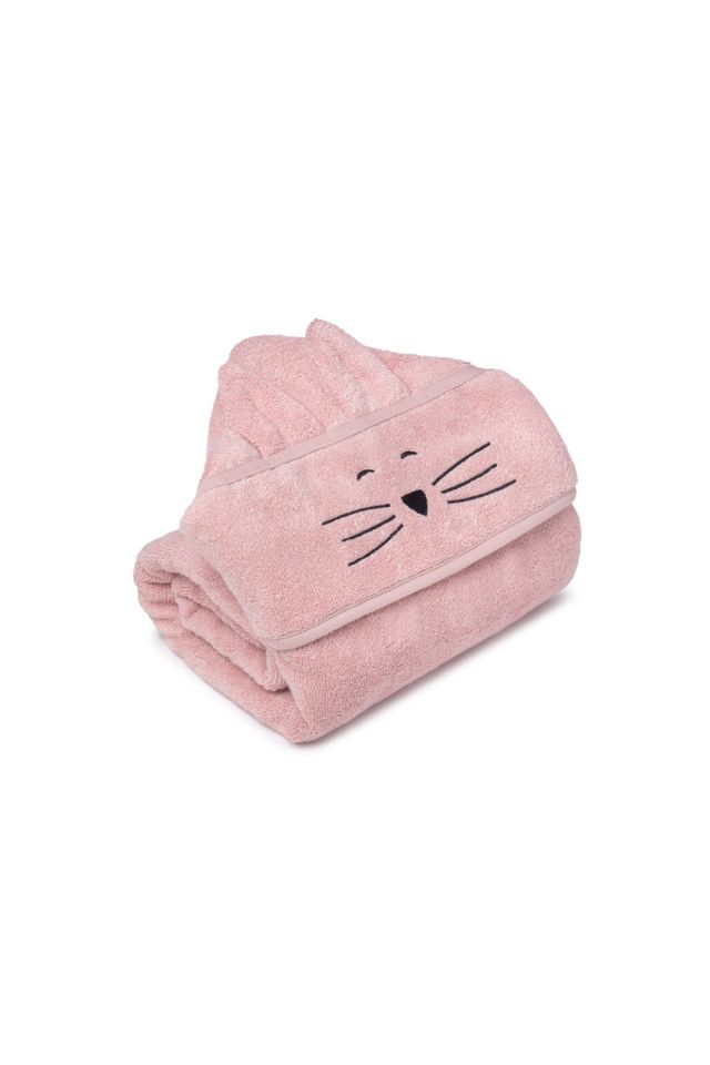 Bambusowy duży ręcznik powder pink - cat