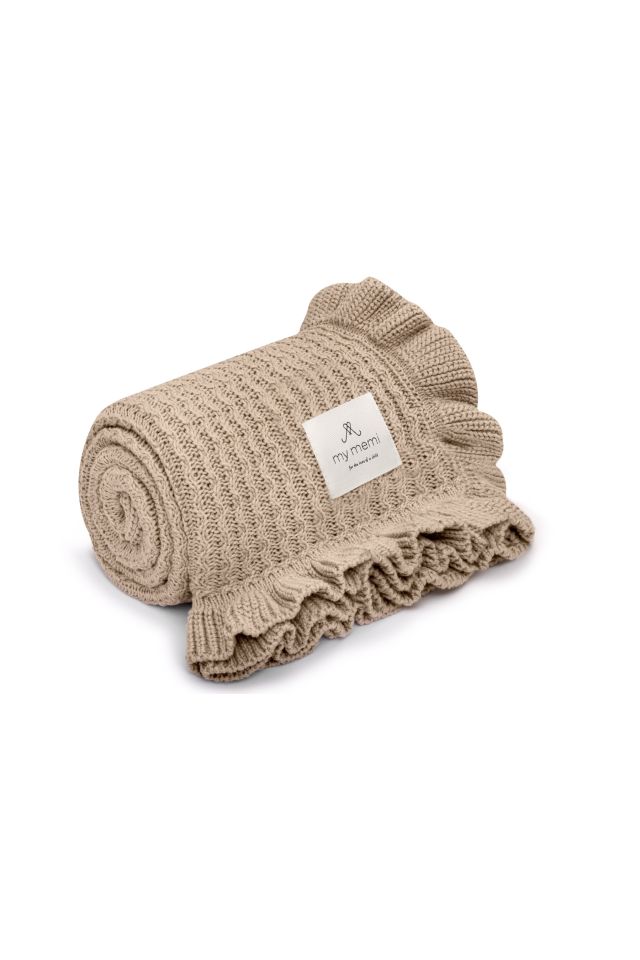 Kocyk bambusowy z falbanką 85x105 beige