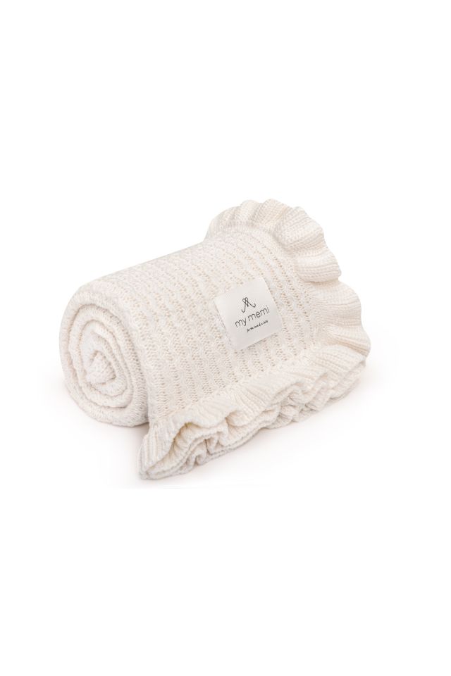 Kocyk bambusowy z falbanką 85x105 cream