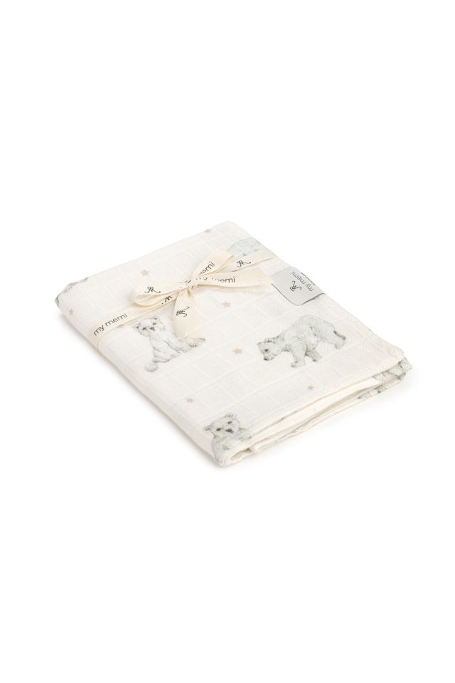 Bambusowy otulacz muślinowy 120x120 - little bears