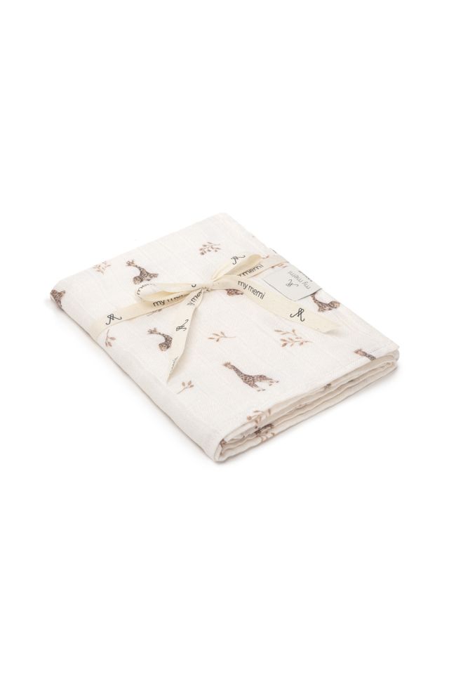 Bambusowy otulacz muślinowy 120x120 - giraffes