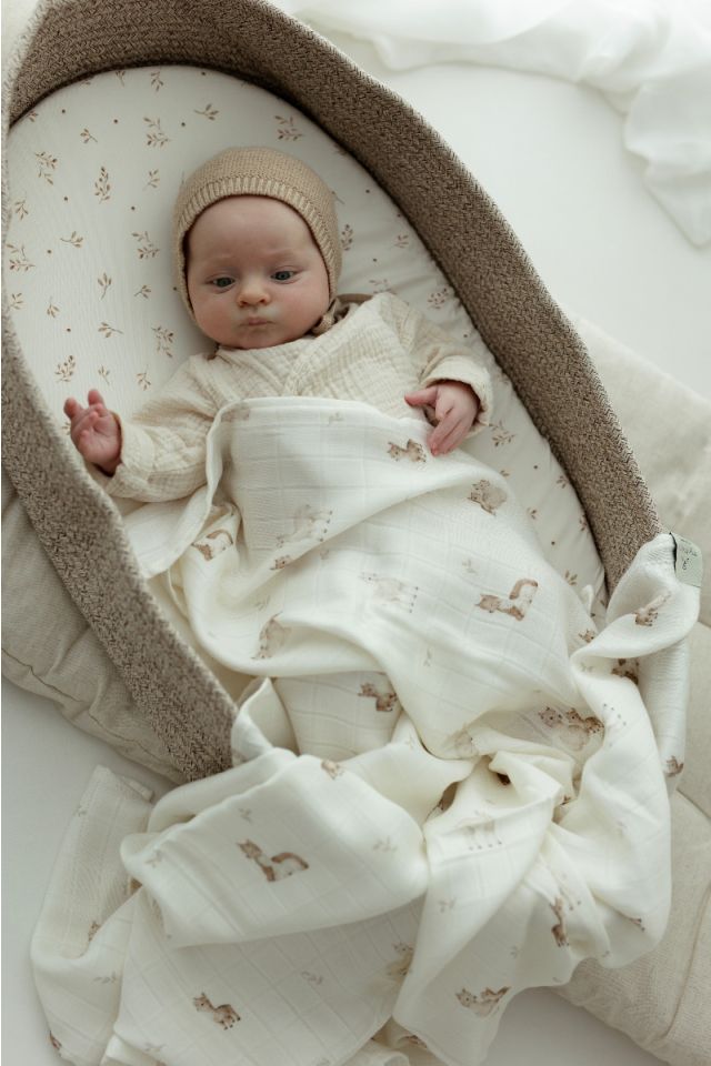 Bambusowy otulacz muślinowy 120x120 - alpacas OUTLET