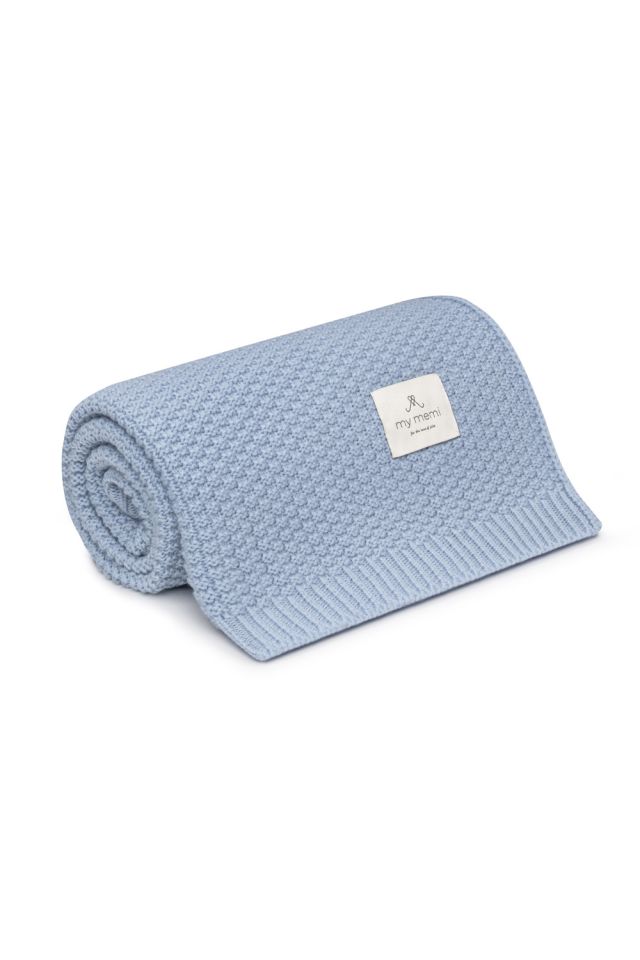 Kocyk ze 100% wełny merino baby blue - premium collection