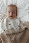 Kocyk ze 100% wełny merino warm beige w prążek - premium collection - MY MEMI